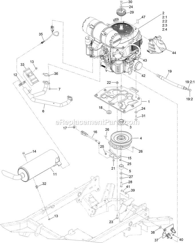 Engine Assembly Diagram and Parts List for STS730AKC52400 (408644346-411294211)(2021) Exmark Lawn Mower