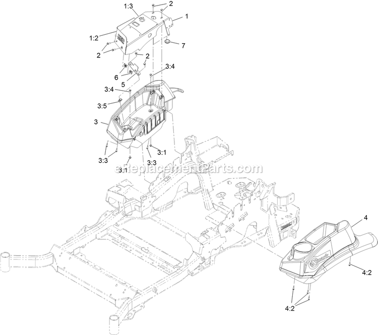 Controls Assembly Diagram and Parts List for LZX980EKC726W0 (411294212-999999999)(2022) Exmark Lawn Mower
