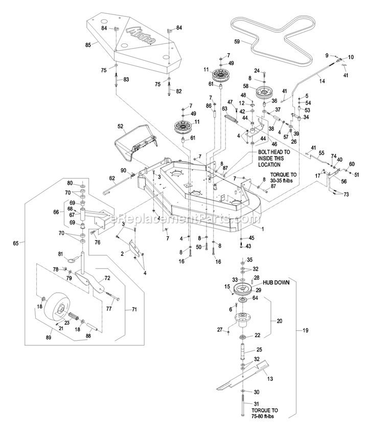 Mower Deck (2) Diagram and Parts List for M17KA362CA (790000-849999)(2009) Exmark Lawn Mower