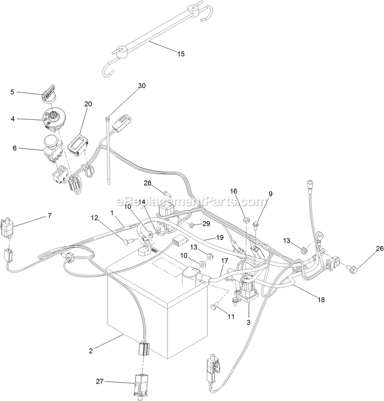 Electrical Assembly Diagram and Parts List for QZS691CKA50200 (404314159-406294344)(2019) Exmark Lawn Mower