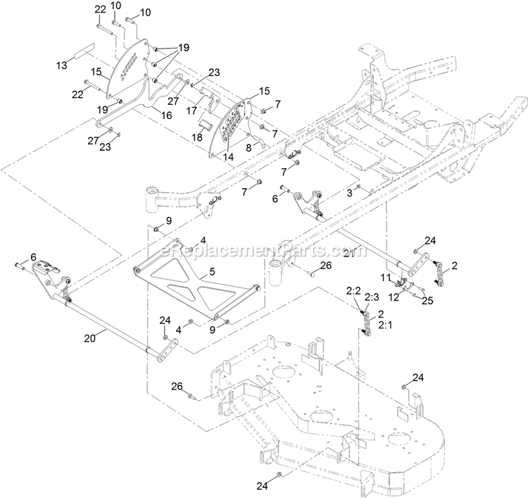 Deck Lift Assembly Diagram and Parts List for PNS710GKC483A4 (315000000-315999999)(2015) Exmark Lawn Mower