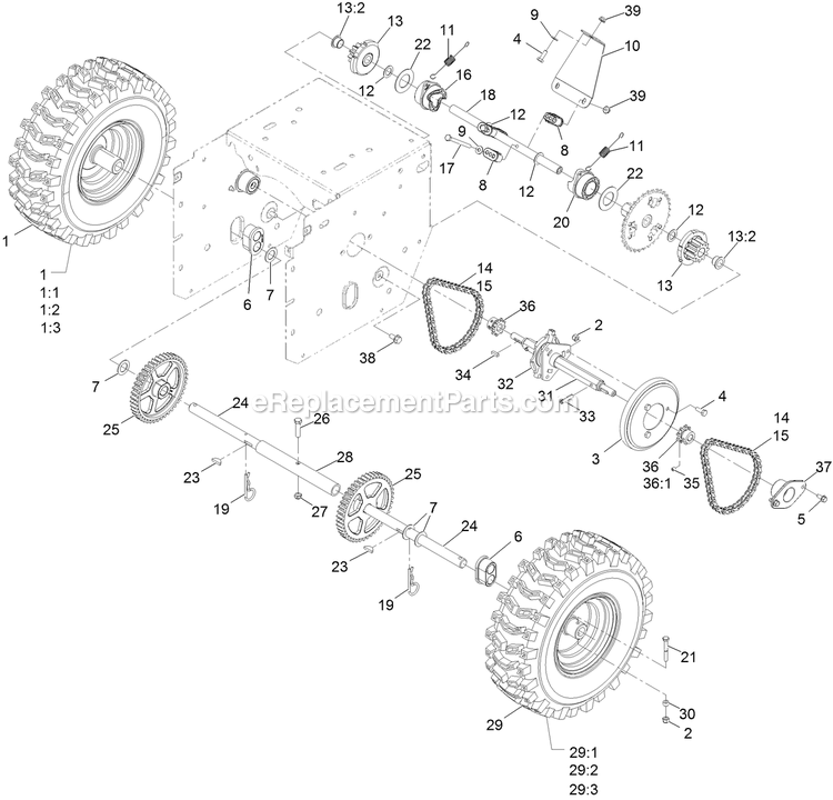 Clutch Drive Assembly Diagram and Parts List for BRS270CKC36000 (406294345-408644345)(2020) Exmark Leaf Blower / Vacuum