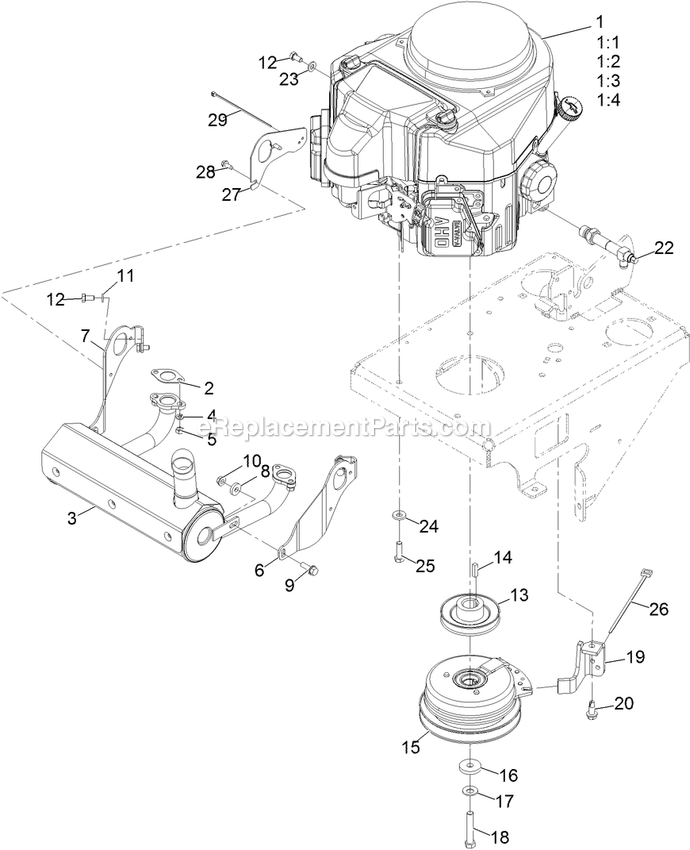 Engine Assembly Diagram and Parts List for VTS541CKA36300 (315000000-315999999)(2015) Exmark Lawn Mower