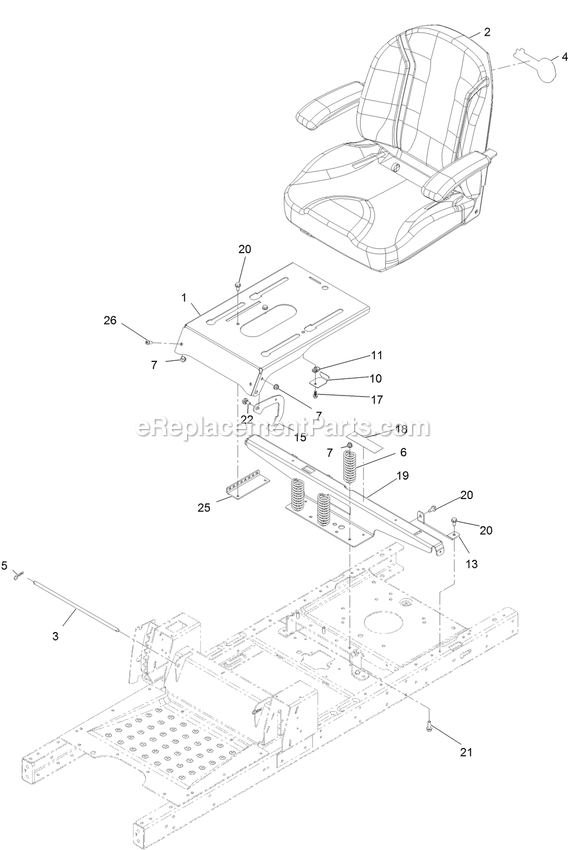 Seat Assembly (1) Diagram and Parts List for QTS452CEM34200 (316000000-399999999)(2016) Exmark Lawn Mower