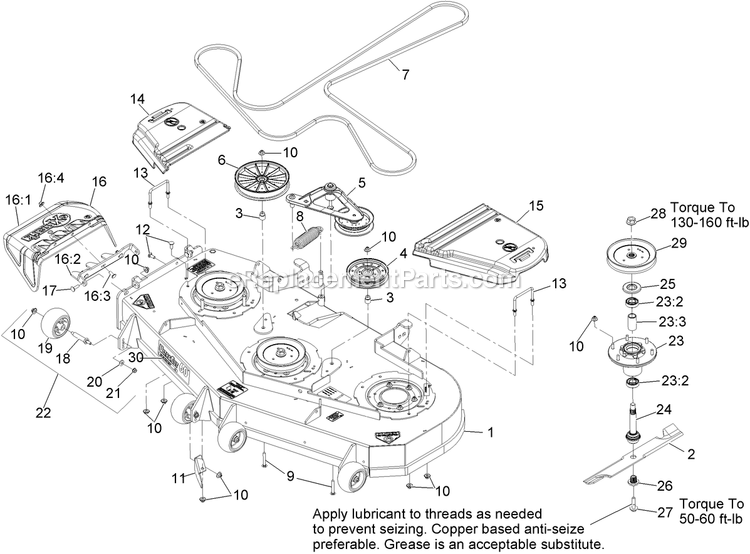 Deck Assembly Diagram and Parts List for LZS27KC604CA (920000-999999)(2011) Exmark Lawn Mower