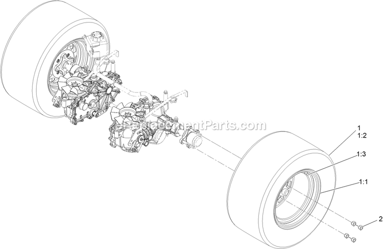 Rear Wheel Assembly Diagram and Parts List for RAE708GEM60300 (411294212-999999999)(2022) Exmark Lawn Mower