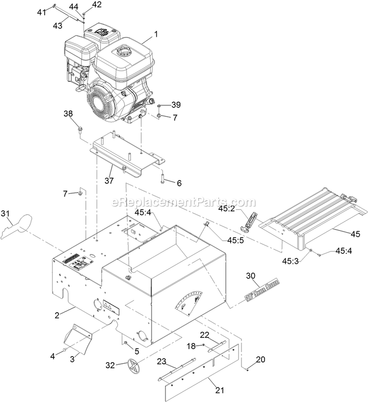 Main Frame Assembly Diagram and Parts List for SD270SB20 (314000000-314999999)(2014) Exmark Seeder