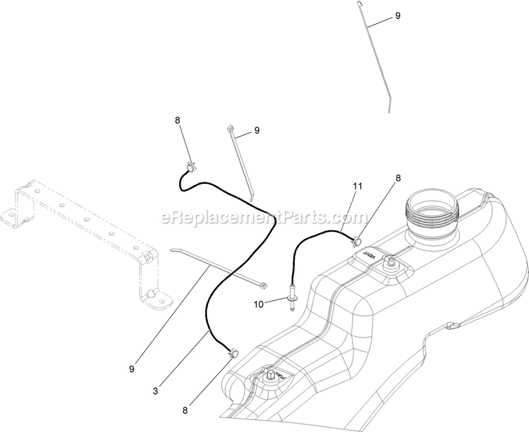 Fuel Delivery Assembly Diagram and Parts List for QTS708GEM50200 (316000000-399999999)(2016) Exmark Lawn Mower