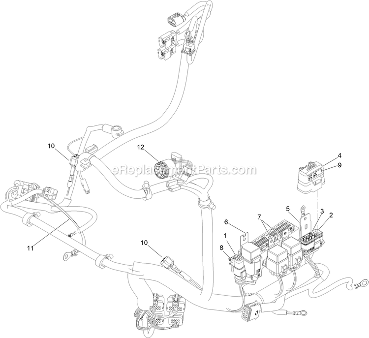 Wire Harness Assembly Diagram and Parts List for LZS88CDYM724W0 (402082300-404314158)(2018) Exmark Lawn Mower