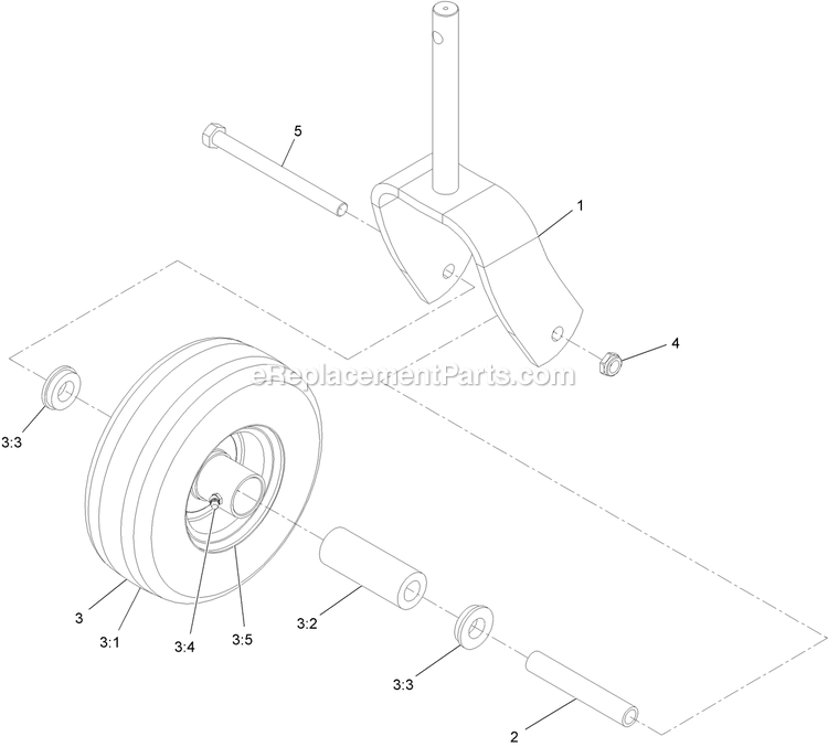 Caster Wheel Assembly Diagram and Parts List for VHS481GKA36200 (315000000-315999999)(2015) Exmark Lawn Mower