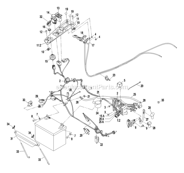 Electrical Group Diagram and Parts List for QST23KC522 (720000-789999)(2008) Exmark Lawn Mower