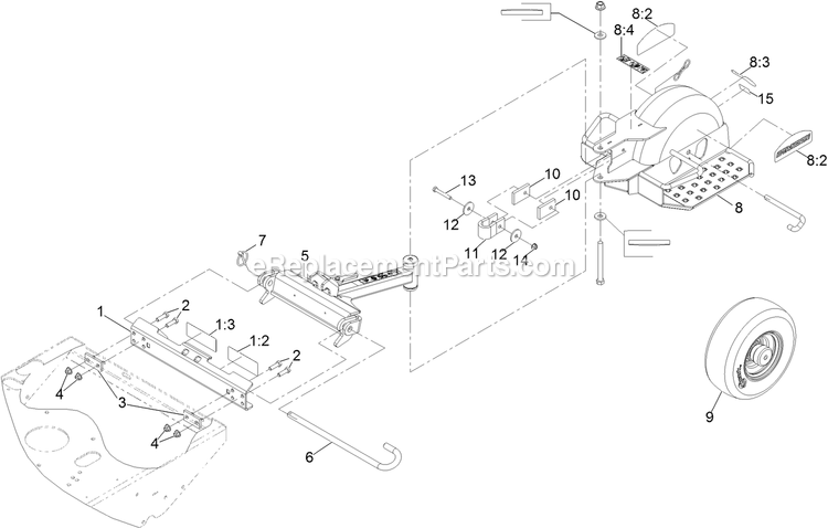 Standon Assembly Diagram and Parts List for TTX650EKC604N0 (402082300-404314158)(2018) Exmark Lawn Mower