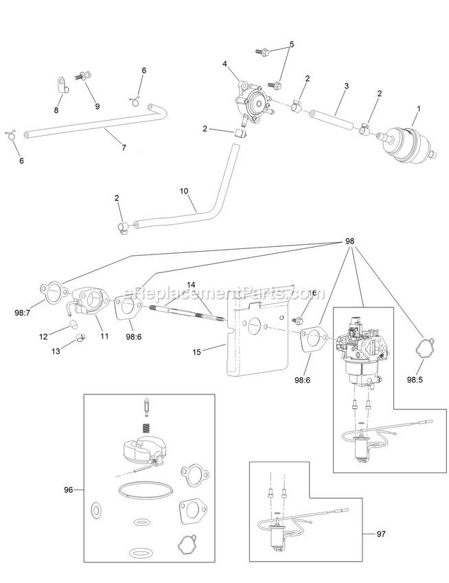 Fuel System Engine Assembly Diagram and Parts List for QTS452CEM34200 (315000000-315999999)(2015) Exmark Lawn Mower
