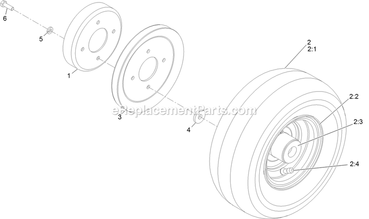 Wheel And Tire Assembly Diagram and Parts List for MGS481GKA322P0 (316000000-399999999)(2016) Exmark Lawn Mower