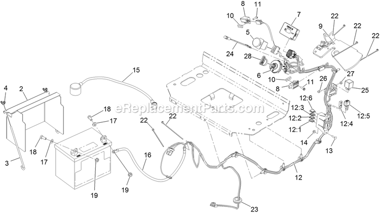 Electrical Assembly Diagram and Parts List for VT740EKC604 (312000000-312999999)(2012) Exmark Lawn Mower