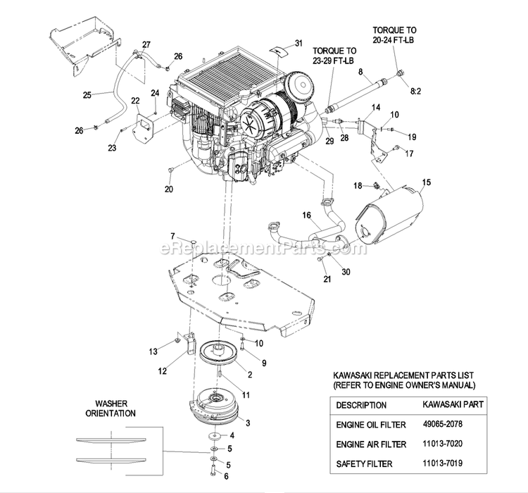 Engine Group (3) Diagram and Parts List for LZAS20BV484 (790000-849999)(2009) Exmark Lawn Mower