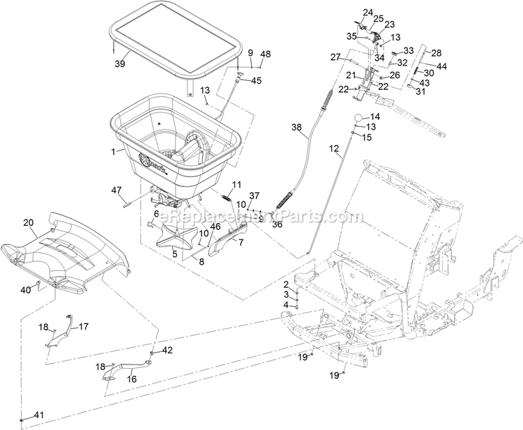 Spreader Assembly Diagram and Parts List for SSS270CSB00000 (316000000-399999999)(2016) Exmark Sprayer