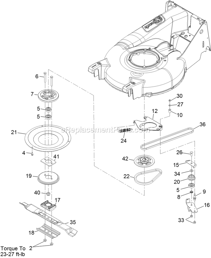 Blade Assembly Diagram and Parts List for ECXHNBBC21 (313000000-313999999)(2013) Exmark Lawn Mower