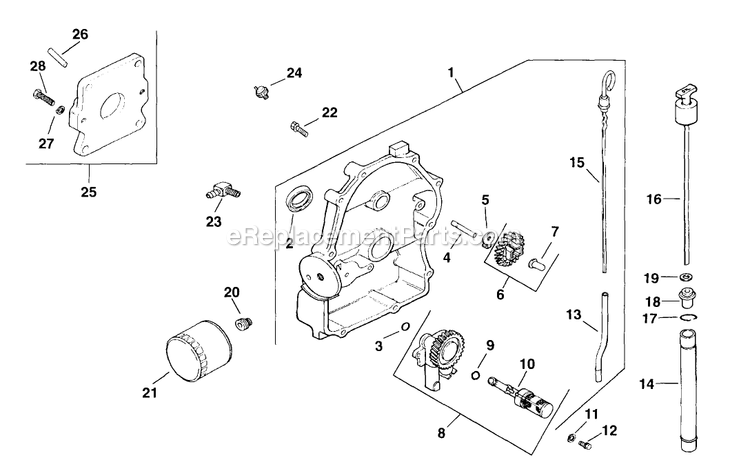 Oil Pan/Lubrication Diagram and Parts List for LZ22KC604 (190000-219999)(1999) Exmark Lawn Mower