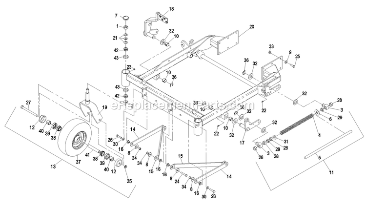 Front Frame Group (1) Diagram and Parts List for LCT23BV523 (720000-789999)(2008) Exmark Lawn Mower