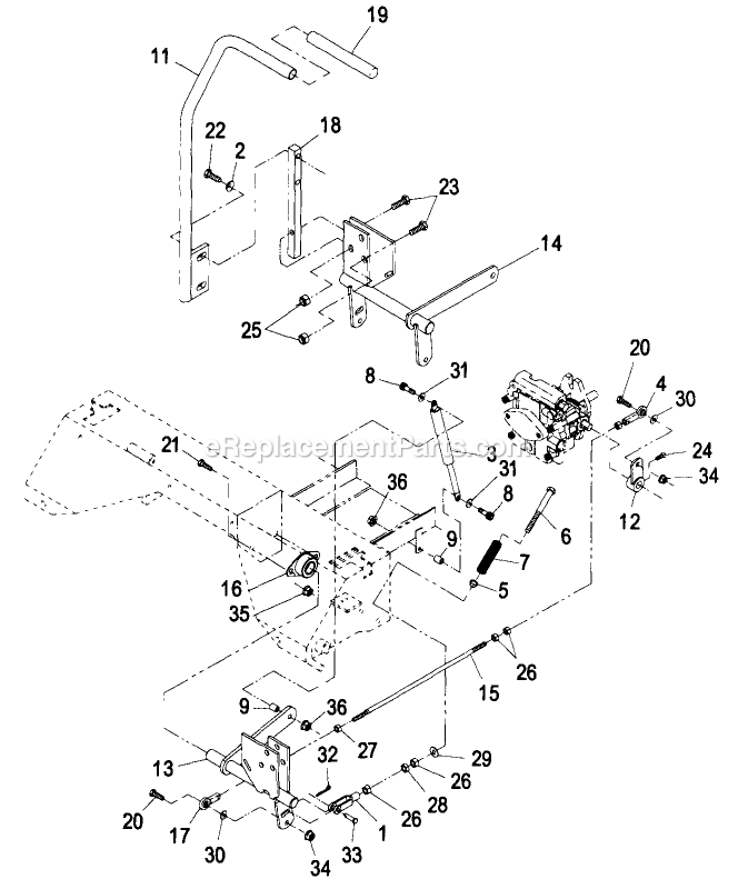 Motion Control Levers Diagram and Parts List for LZ22KC604 (190000-219999)(1999) Exmark Lawn Mower