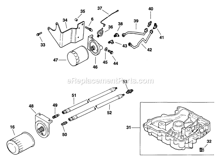 Oil Pan/Lubrication (2) Diagram and Parts List for V4815KC (130000-149999)(1997) Exmark Lawn Mower