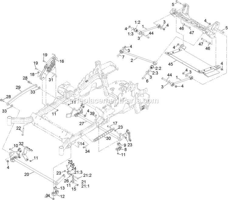 Deck Lift Assembly Diagram and Parts List for LZS749EKC72RS (314000000-314999999)(2014) Exmark Lawn Mower