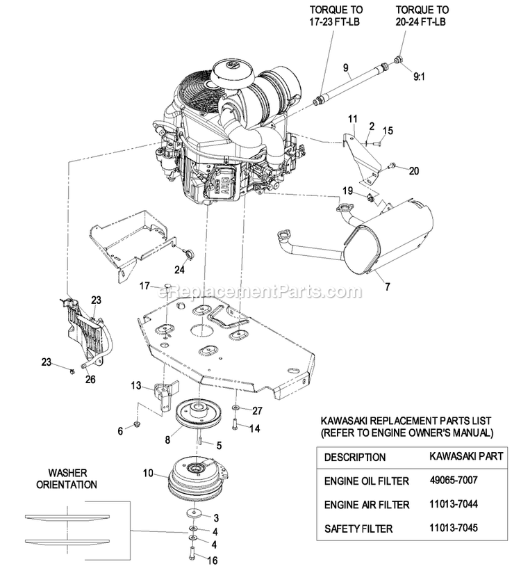 Engine Group (2) Diagram and Parts List for LZZ29KCE606 (850000-919999)(2010) Exmark Lawn Mower