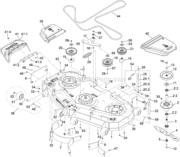 Deck Assembly Diagram and Parts List for TTX650EKC604N0 (408644346-999999999)(2021) Exmark Lawn Mower