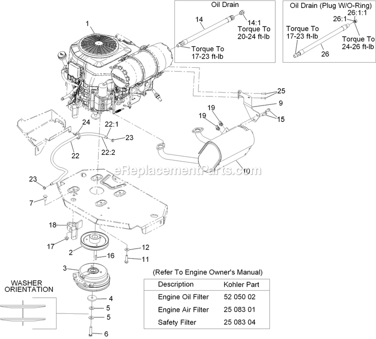 Engine Assembly Diagram and Parts List for LZX29EKC606SS (920000-999999)(2011) Exmark Lawn Mower