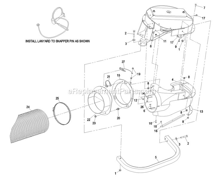 Blower Assembly (2) Diagram and Parts List for FRCK604 (720000-789999)(2008) Exmark Lawn Tractor Accessories
