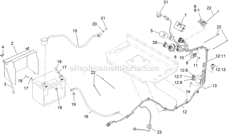 Electrical Assembly Diagram and Parts List for VTS691CKA52400 (402082300-404314158)(2018) Exmark Lawn Mower