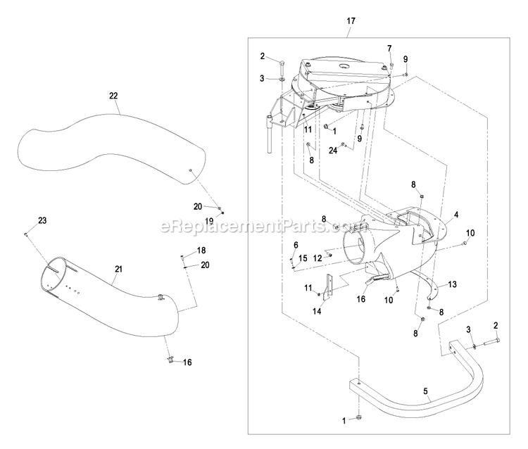 Blower Assembly (2) Diagram and Parts List for LHPUVD52 (510000-599999)(2005) Exmark Lawn Tractor Accessories