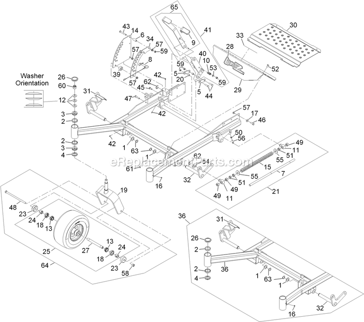 Front Frame Assembly Diagram and Parts List for LZD25KD605 (920000-999999)(2011) Exmark Lawn Mower