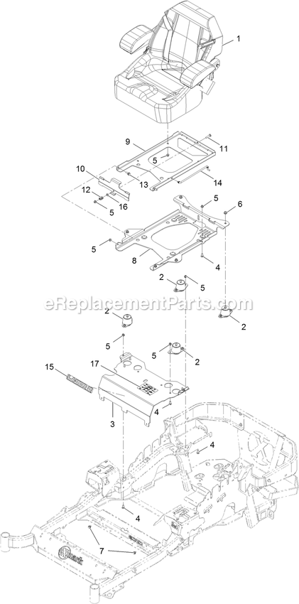 Seat Assembly Diagram and Parts List for LZS749AKC72400 (400000000-402082299)(2017) Exmark Lawn Mower