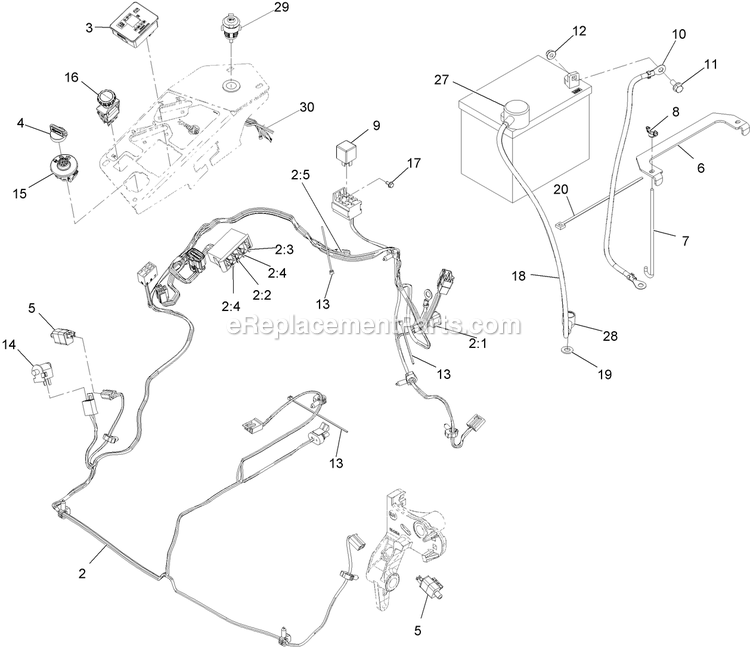 Electrical Assembly Diagram and Parts List for LZX921GKA726B1 (316000000-399999999)(2016) Exmark Lawn Mower