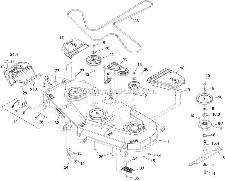 Deck Assembly Diagram and Parts List for LZX980EKC726W0 (411294212-999999999)(2022) Exmark Lawn Mower
