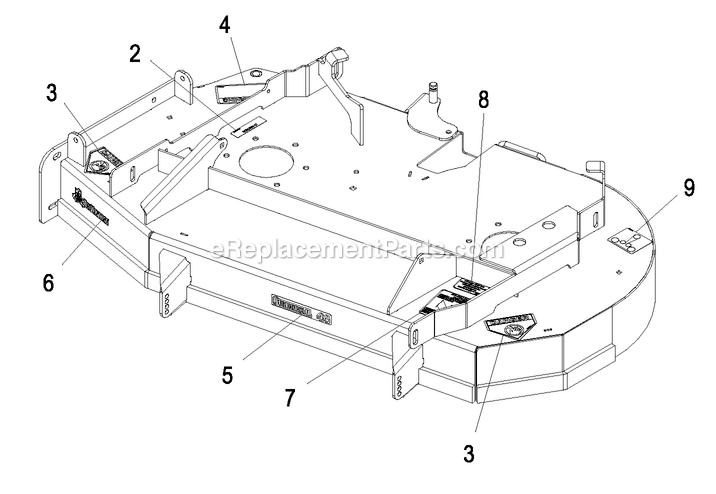 Deck With Decals (1) Diagram and Parts List for QSP20BV443 (850000-919999)(2010) Exmark Lawn Mower