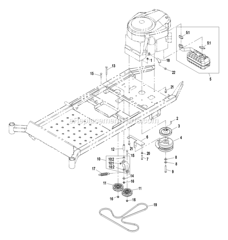 Engine Group (1) Diagram and Parts List for QST23KC522 (720000-789999)(2008) Exmark Lawn Mower