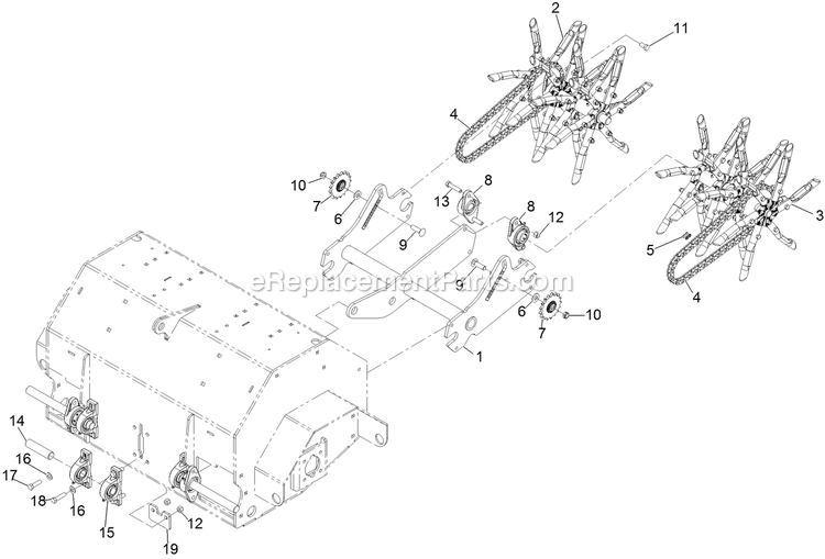 Tine Assembly Diagram and Parts List for SAR481KA30 (312000000-312999999)(2012) Exmark Aerator