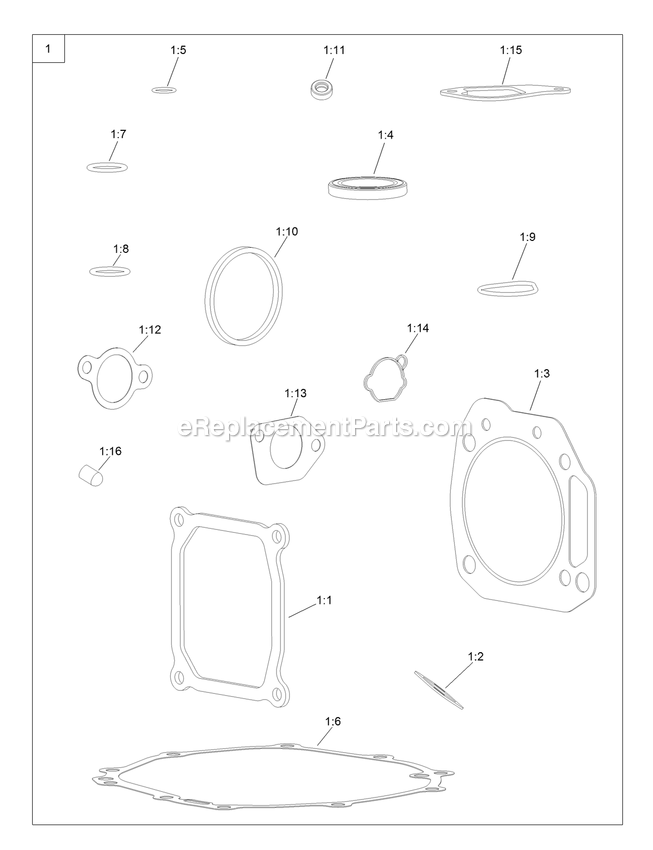 Gasket And Seal Kit Diagram and Parts List for QTS452CEM34200 (316000000-399999999)(2016) Exmark Lawn Mower
