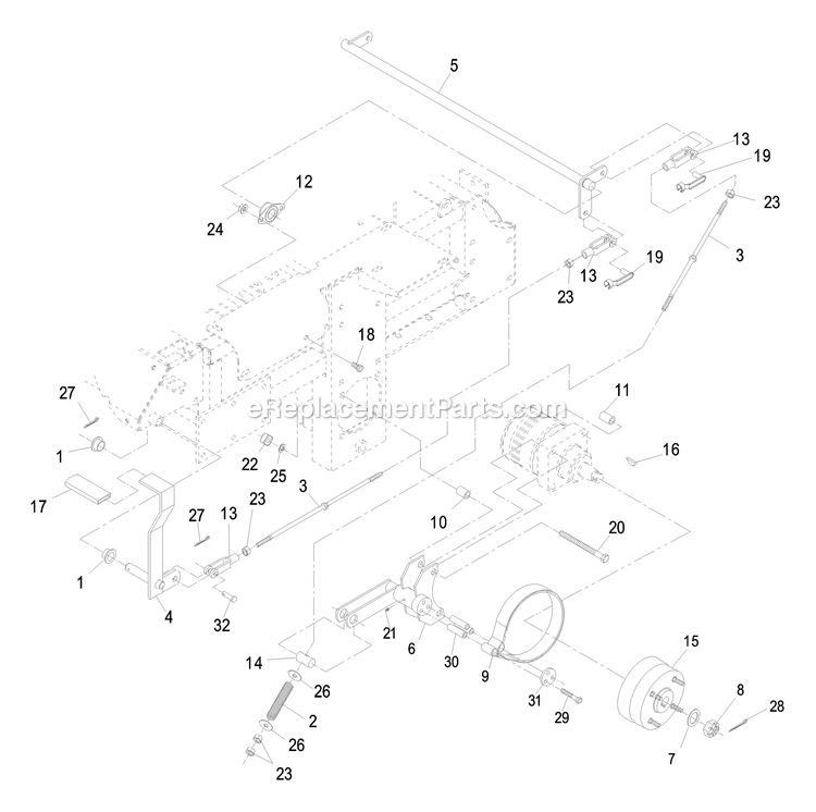 Park Brake Group Diagram and Parts List for LZ28KA665 (670000-719999)(2007) Exmark Lawn Mower
