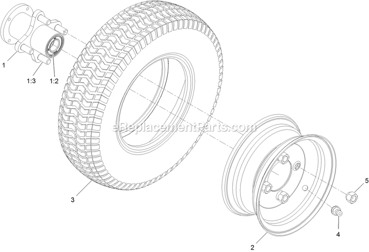Wheel And Tire Assembly Diagram and Parts List for ARX440CKC24000 (404314159-406294344)(2019) Exmark Aerator