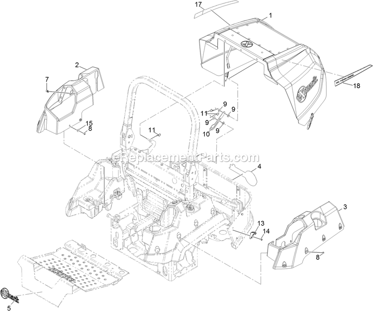 Hood And Console Assembly Diagram and Parts List for LZS80TDYM604W0 (404314159-406294344)(2019) Exmark Lawn Mower