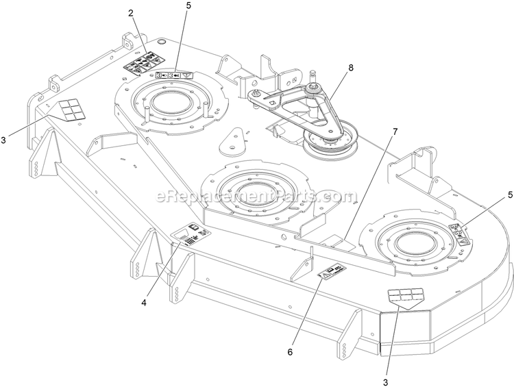 Deck With Decals Diagram and Parts List for LZE742GKC60403 (315000000-315999999)(2015) Exmark Lawn Mower