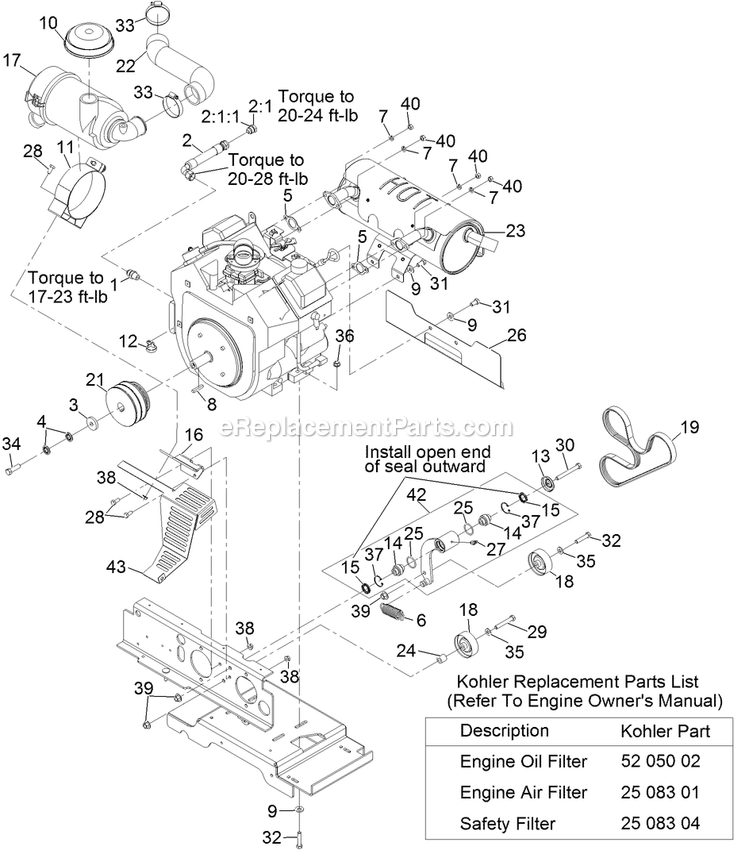 Engine Assembly Diagram and Parts List for NV640KC (312000000-312999999)(2012) Exmark Lawn Mower