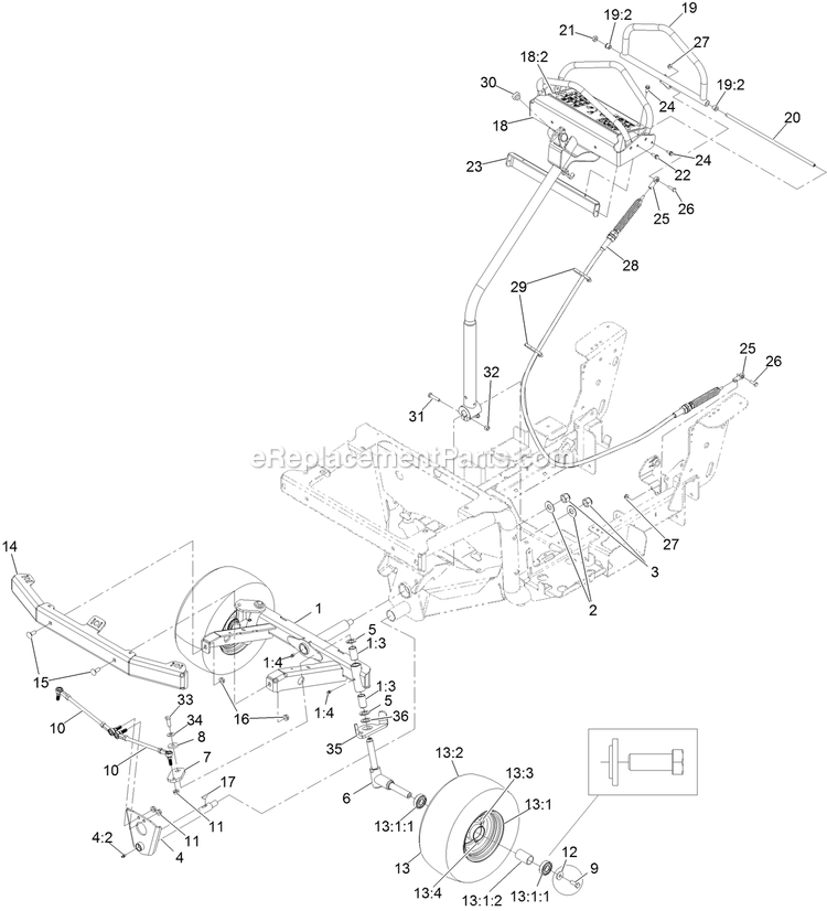 Steering Assembly Diagram and Parts List for SSS270CSB00000 (315000000-315999999)(2015) Exmark Sprayer