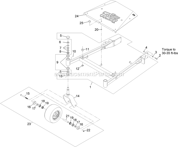Deck Support Assembly Diagram and Parts List for FMD524 (313000000-313999999)(2013) Exmark Lawn Mower