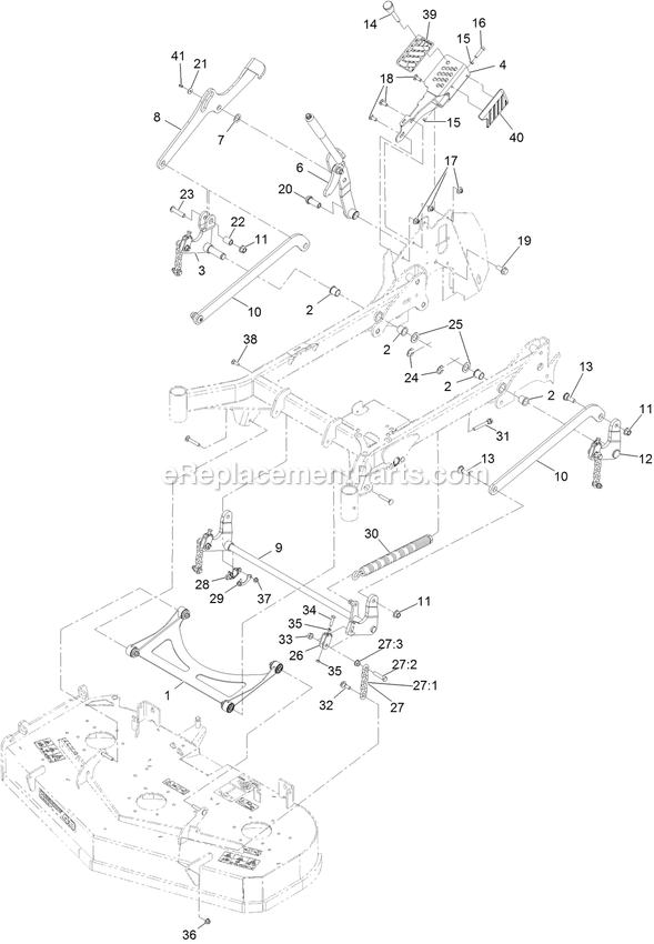 Deck Lift Assembly Diagram and Parts List for STS651GKA48400 (406294345-408644345)(2020) Exmark Lawn Mower