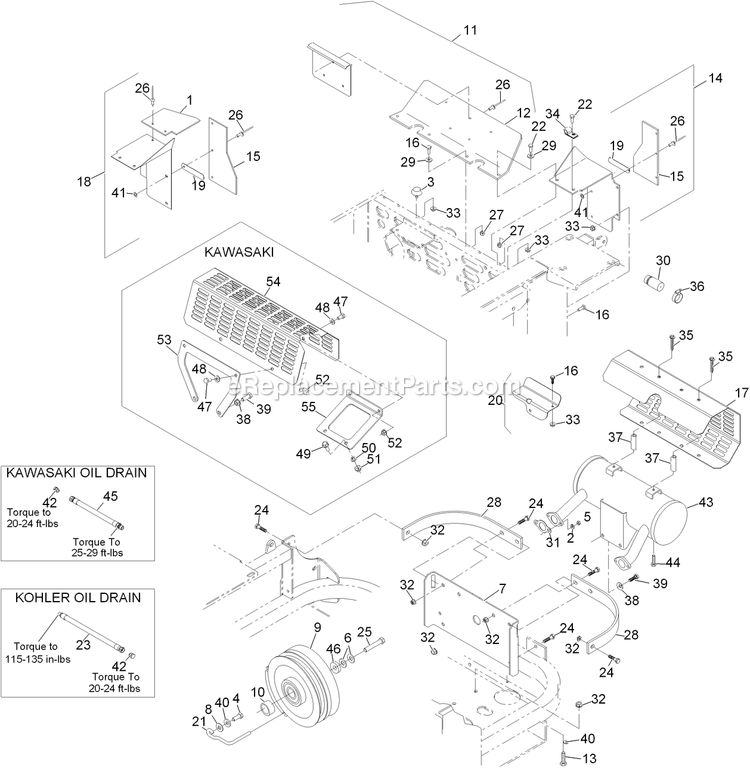 Engine Deck Group (2) Diagram and Parts List for LZ28KA665 (670000-719999)(2007) Exmark Lawn Mower